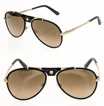 Roberto Cavalli Cerreto RC1042S Gold Black Leather Metal Aviator Sunglasses 1042 - £232.66 GBP