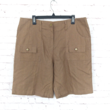 Fine Jeans Short Womens 18 Brown Linen Blend Flat Front Bermuda Safari Outdoor - £20.04 GBP