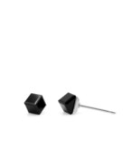 4mm Jet Black Crystal Stud Earrings – Mini Cubic Cut Swarovski, Hypoalle... - $20.00