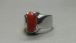 Red Coral / Munga Moonga Sterling Silver 925 Astrological Purpose Ring For Men - £140.92 GBP