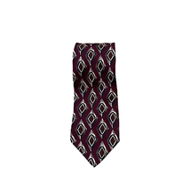 Robert Talbott Studio 100% Silk Tie Wine Black Gray Geometric Mens 58&quot;L X 3.5&quot;W - $14.29