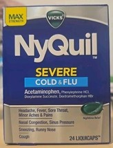 Vicks NyQuil Severe 24 Liquicaps, Nighttime Cold, Cough &amp; Flu Relief Exp... - €10,20 EUR