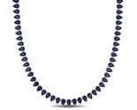 44 Ctw Pear Lab Created Blue Sapphire 14K White Gold Plated Tennis Necklace 18" - $347.90