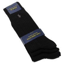 Polo Ralph Lauren Men&#39;s Ribbed Dress Socks 3 Pack Solid Black Combo Size... - £14.37 GBP