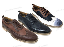 Mens Dress Shoes Wing Tip Lace Up Oxfords Leather Lined Casual Italy Sty... - €22,69 EUR