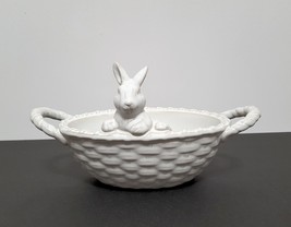 NEW Pottery Barn Bunny Basket Stoneware Candy Bowl 8.5&quot; w x 5&quot; d x 4.75&quot; h - £50.99 GBP