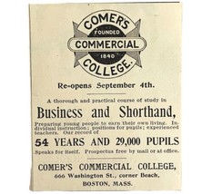 Comer&#39;s Commercial College 1894 Advertisement Victorian Boston Mass 1 AD... - £8.00 GBP