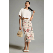 New Mare Mare x Anthropologie Utility Midi Skirt $148 X-SMALL Pink Floral - £69.19 GBP