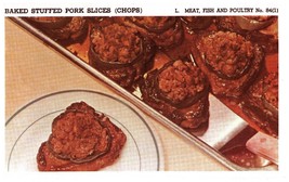 Vintage 1950 Baked Stuffed Pork Slices Print Cover 5x8 Crafts Food Decor - £7.96 GBP