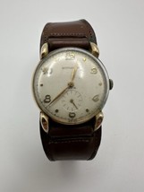 Vintage Wittnauer Revue 10k GF Explorer Style Wristwatch 30mm Case Leather Band - $198.00