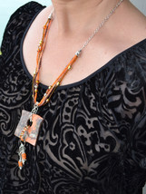 Ceramic Necklace, Boho Long Necklace, Tribal Multi strand Necklace (121) - £29.70 GBP