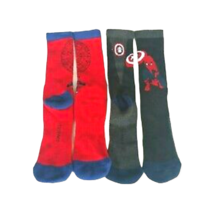 Marvel Spiderman Boy&#39;s Athletic Crew Socks Red/Black Size M(4-9) Lot of 2 - £15.81 GBP