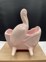 Haeger Pottery Pink Stork and Bassinette Nursery Planter Pink Rocking Baby Pot - £11.60 GBP