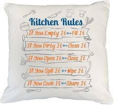 Make Your Mark Design Kitchen Rules. Perfect White Pillow Cover for Chefs, Cook, - £19.75 GBP+