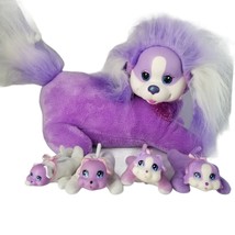 Puppy Surprise Plush Purple Mama Dog &amp; 4 Puppies Babies Rubber Face Just Play - £19.70 GBP