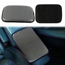 JDM Car Armrest Cover Auto Center Console Box Carbon Leather Cushion Pad Silver - £9.50 GBP