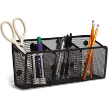 Magnetic Mesh Pen Holder Desk Organizer Basket With 3 Compartments 10.5&quot;... - $35.99