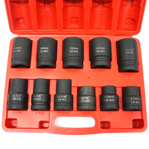 11pc DUO Metric SAE 1&quot; Drive Impact Socket Set 6point Cr-MO 23mm~1-1/2&quot;  Lug Nut - £73.72 GBP