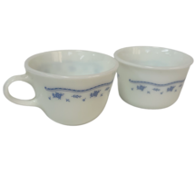 Pyrex Morning Blue Flower Milk Glass Cup 17 And Bowl 26 Vintage Nice - $18.54