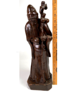 18&quot; Antique Chinese Hand Carved Dark Wood Confucius Thinker Statue-Rusti... - $127.00 CAD