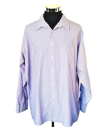 Arrow Dress Shirt Men&#39;s Size XL 18-18.5 Button Front Lavender &amp; White St... - $16.83