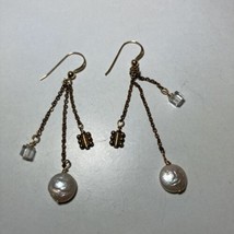 14k GF Freshwater Baroque Coin Pearl Drop Dangle Bead Earrings - £19.37 GBP