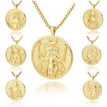 Greek Mythology Goddess Necklace, Deity Coin Pendant, Pagan God Worship Jewelry - £13.67 GBP