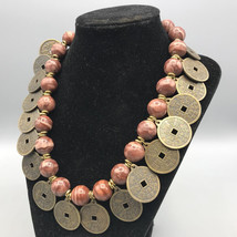 Handmade Chinese Coin Pendant &amp; Stone Bead Necklace - £64.28 GBP