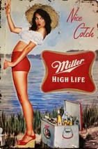 Miller High Life Nice Catch Beer Vintage Novelty Metal Sign 12&quot; x 8&quot; Wall Art - £7.06 GBP