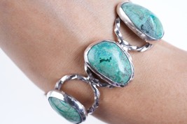 6.75&quot; Vintage Southwestern sterling/turquoise cuff bracelet - £193.64 GBP