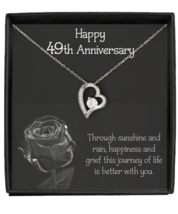 49th Wedding Anniversary Necklace Gift for Wife Silver Sterling Heart Jewelry - £38.05 GBP+