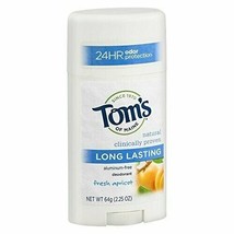 Toms Of Maine Deodorants (stick &amp; roll on) 24hr Apricot Stick 2.25 oz - £10.43 GBP