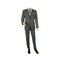 Men's Apollo King 3 piece Vested Business Suit Vested SL203 Gray Textured image 3