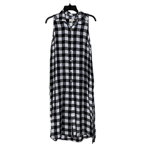 Mud Pie Womens Button Front Flannel Dress Size Medium 8/10 Black White Check  - $19.79