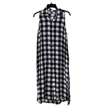 Mud Pie Womens Button Front Flannel Dress Size Medium 8/10 Black White Check - £14.05 GBP