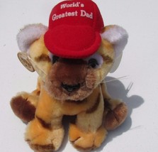 Vintage Russ Berrie Plush Luv-Pets World&#39;s Greated Dad tiger cub hat tag... - £6.96 GBP