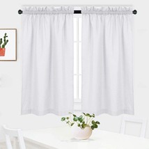 Nanan White Curtains 45 Inch Long Casual Weave Small Window Curtain, Set Of 2 - £28.43 GBP