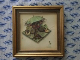 Vintage paper tole 3D paper cut shadow box Norman Rockwell kids fishing framed - £46.65 GBP