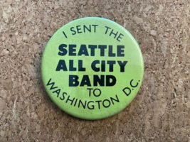 Vintage Seattle All City  Band to Washington DC Pinback Pin 2.25&quot; - £4.09 GBP