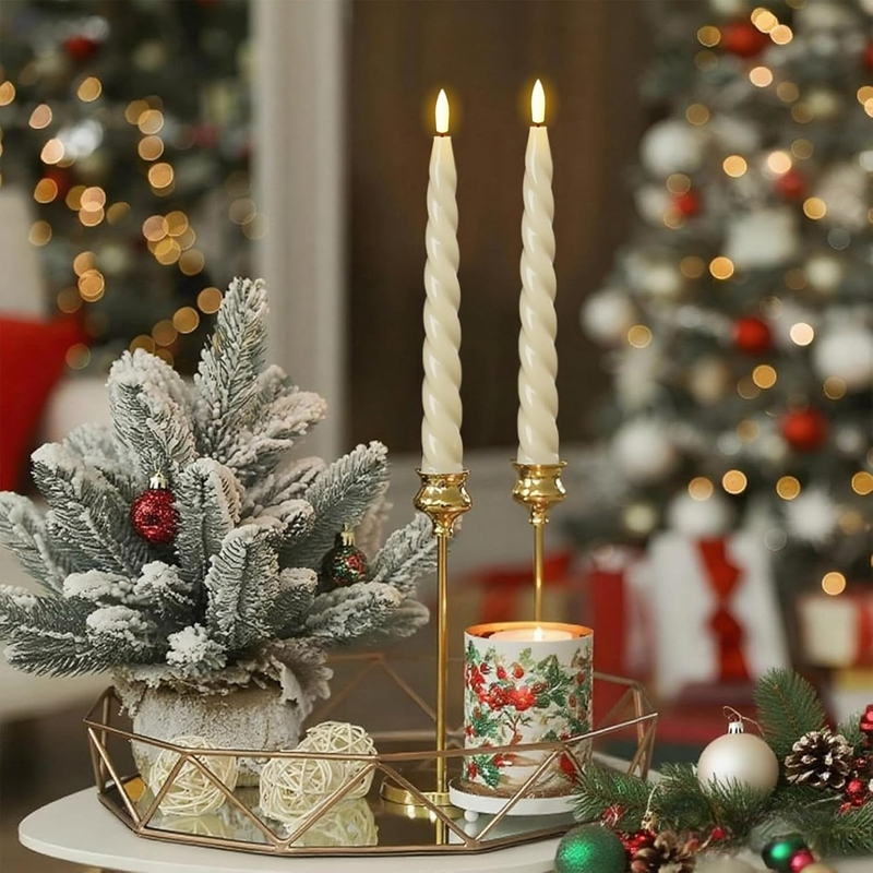 Eldnacele Flameless Flickering Taper Candles with Remote and Timer, Battery Oper Item image 3