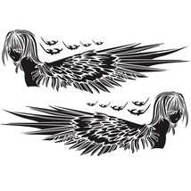 2PCS  Stylish Girl  Wings Car Stickers Side Door Scratch Car Decals Accessories  - £50.55 GBP