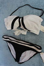 NWT Kenneth Cole New York Black White Bikini Halter Strapless Swim Suit XL 36 BC - £42.00 GBP