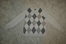 Mens Sweater Croft &amp; Barrow Beige Long Sleeve Argyle Vneck Lightweight $45-sz XL - $20.79