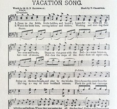 Vacation Song Sheet Music 1892 Victorian Voice And Piano Ephemera DWY10A - $457.13 MXN