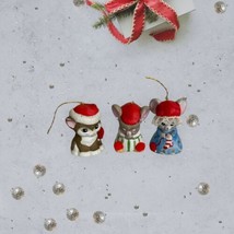 3 Vintage Jasco Lil Chimers Praying Mouse Santa Mouse Cat Bells Christma... - $21.39
