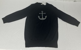 J Crew Navy Blue Sweater W/ Gray Anchor Merino Wool 3/4 Sleeves Sailing NWT - $33.66
