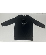 J Crew Navy Blue Sweater W/ Gray Anchor Merino Wool 3/4 Sleeves Sailing NWT - $639.52 MXN