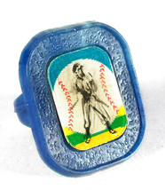 Baseball Player Blue Plastic Vari-Vue Flicker / Flasher Ring (Circa 1960&#39;s) - £14.48 GBP