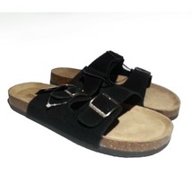 Khombu Men Size 9 Strip Sandals Black Genuine Suede  - £38.09 GBP