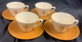 4 Salem Weathervane Cock O The Walk Harvest Gold Cups and Saucers - $14.24